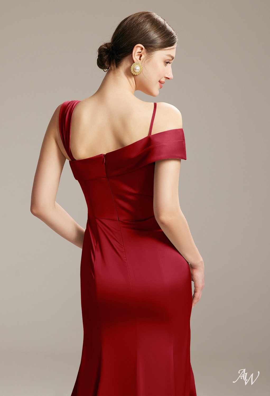 AW Poco Deep Claret Satin Charmeuse Bridesmaid Dresses image4